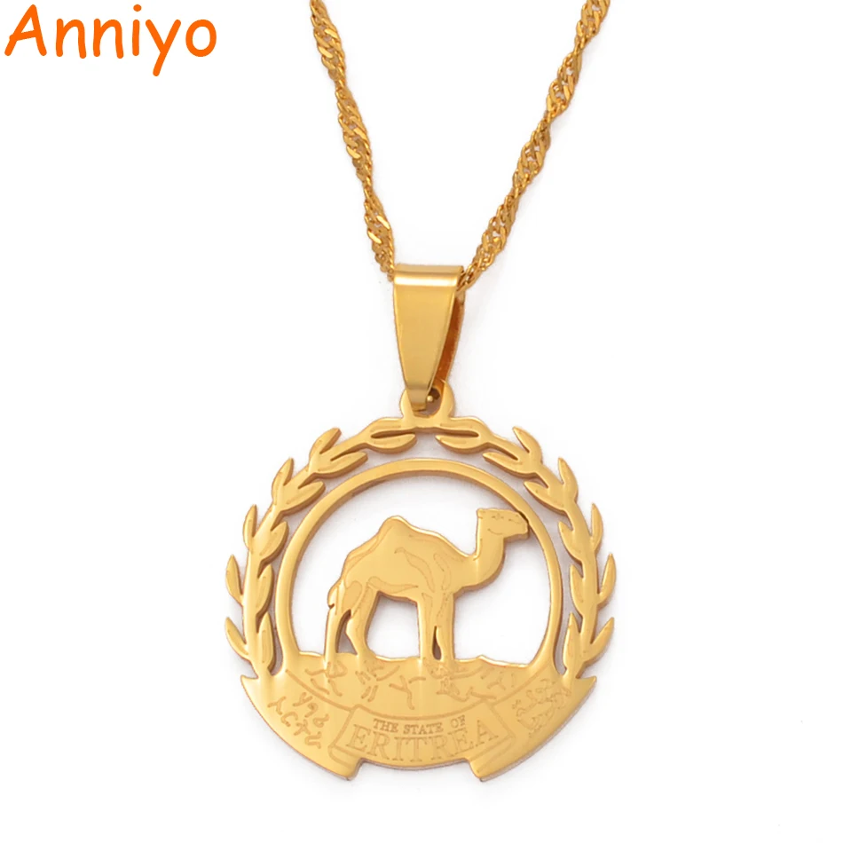 

Anniyo Eritrea Map Flag Pendant Necklaces Chain Women Girls,Map of Eritrea Gold Color Jewelry African Necklace Ethiopia #109921