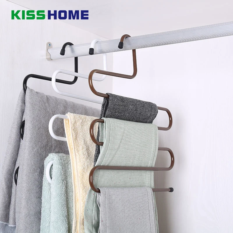 

3 Color Multi-function Pants Silk Scarves Belt Tie Towel S Rack Metal 5 Layers Hook Wardrobe Balcony Bathroom Storage Hanger