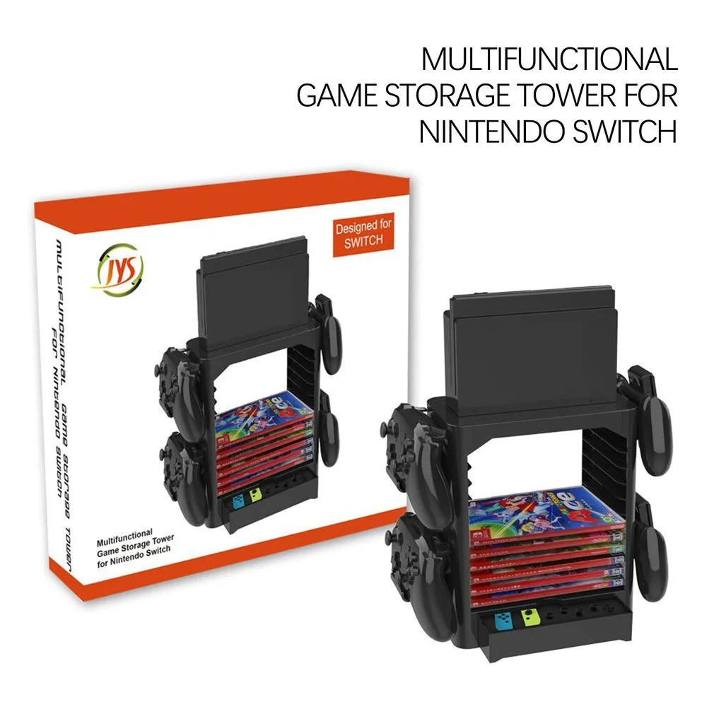 

JYS Game Storage Tower Disc Storage 10 Games CD Holder Stand Space Saving Bracket for Nintendo Switch NS Console Joycon