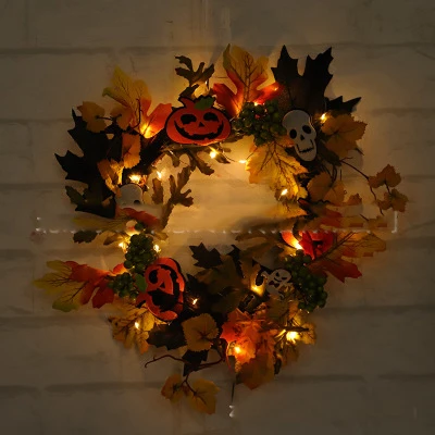 

2019 Halloween Christmas Simulation Autumn Maple Leaf Pumpkin Berry Light Lantern Home Restaurant Window Halloween Decoration