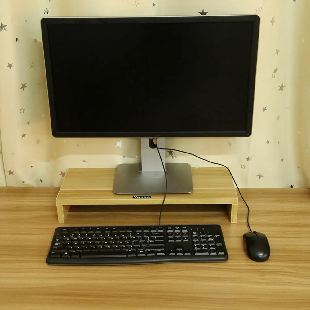 Wood TV Stand LCD LED Monitor Stand Computer Screen Riser For Computer Laptop TV Kit Christmas Days Wooden Desktop Laptop Desk