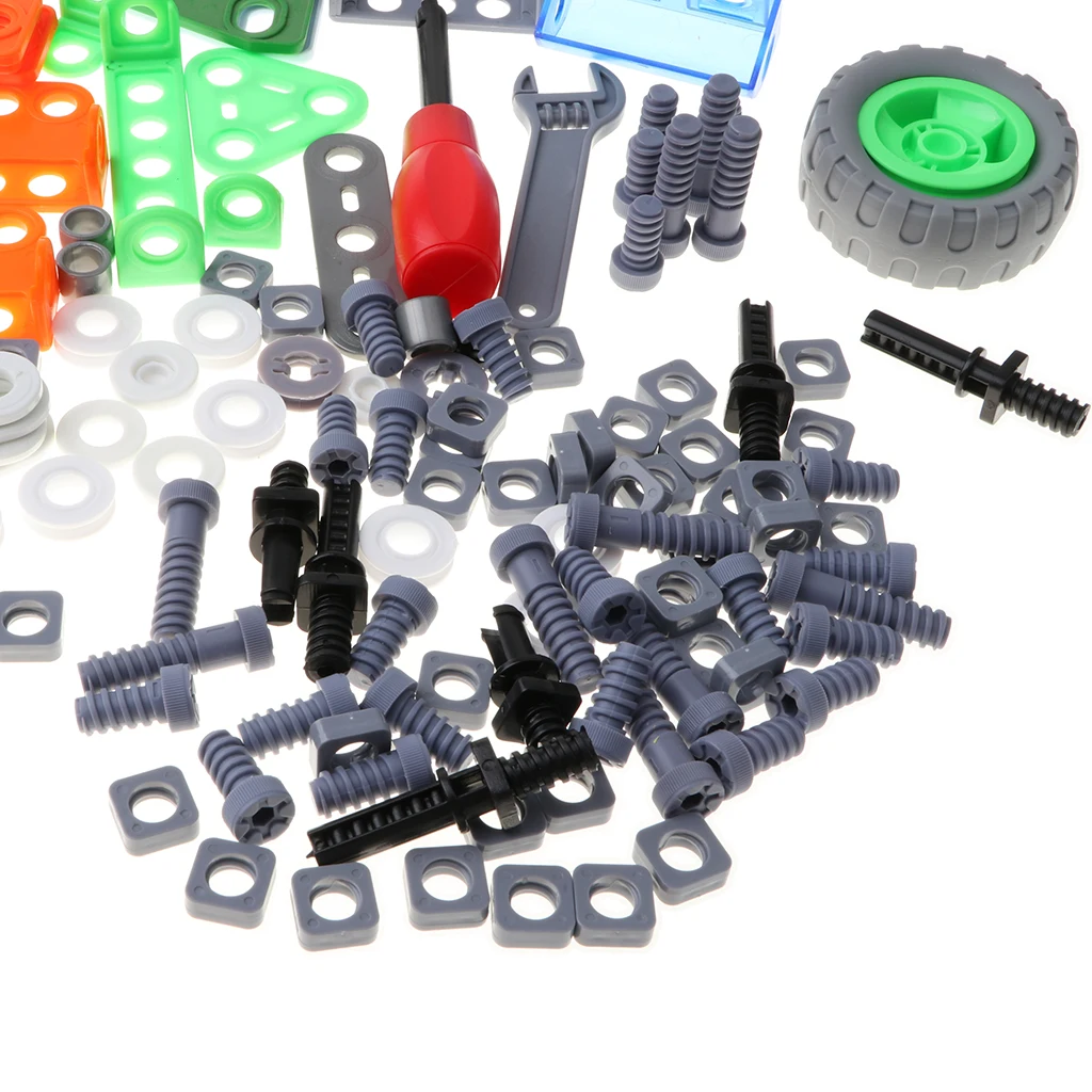 161Pcs DIY Assemble 5 In 1 Take Apart Vehicle Toy Set for Kids Toddlers, Plastic Building Blocks Toy