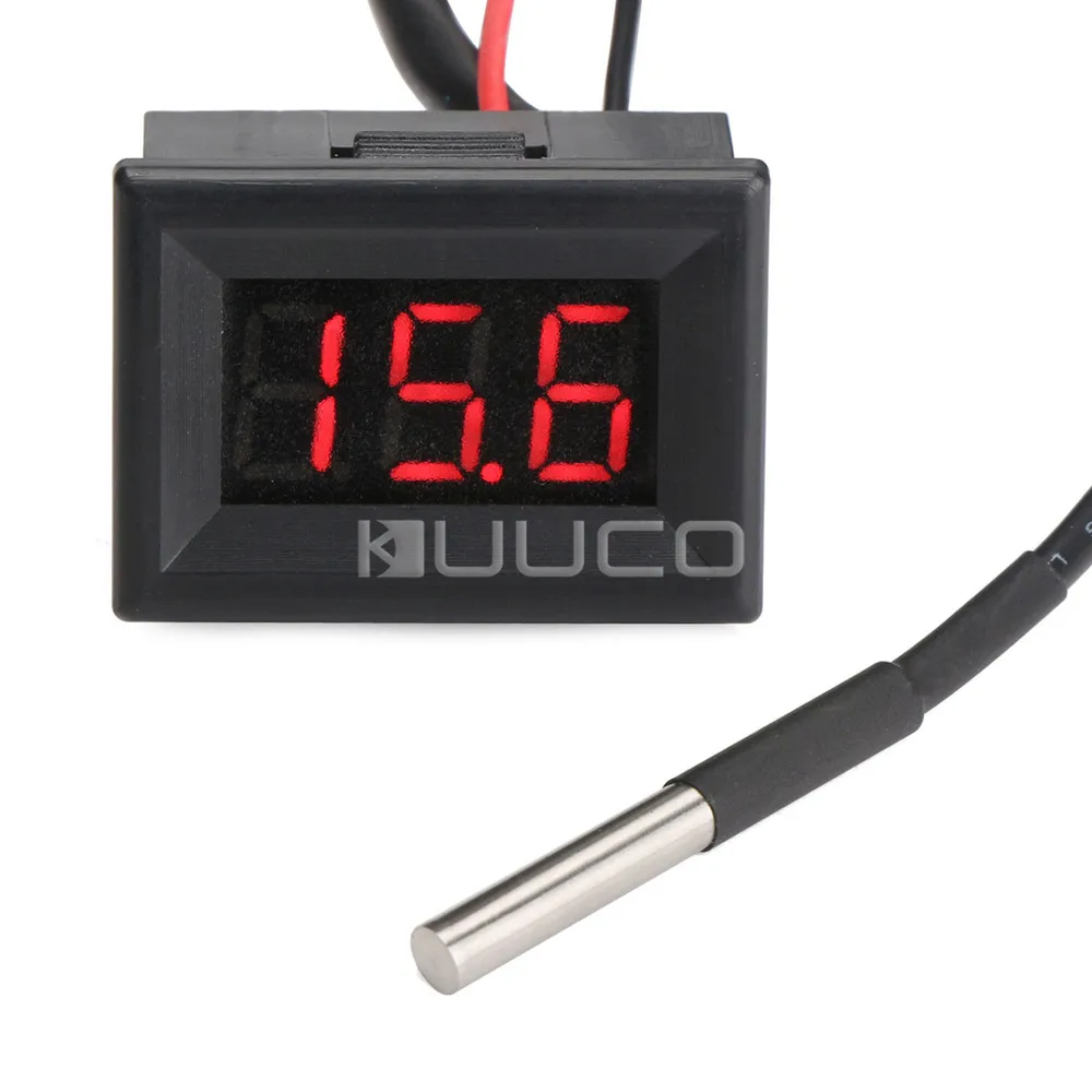 

5 PCS/LOOT Mini Thermometer DC12V 24V Red Led Temperature Tester -55~125 Celsius Degrees Temp Monitor for Car/Air/Indoor/Outdoor