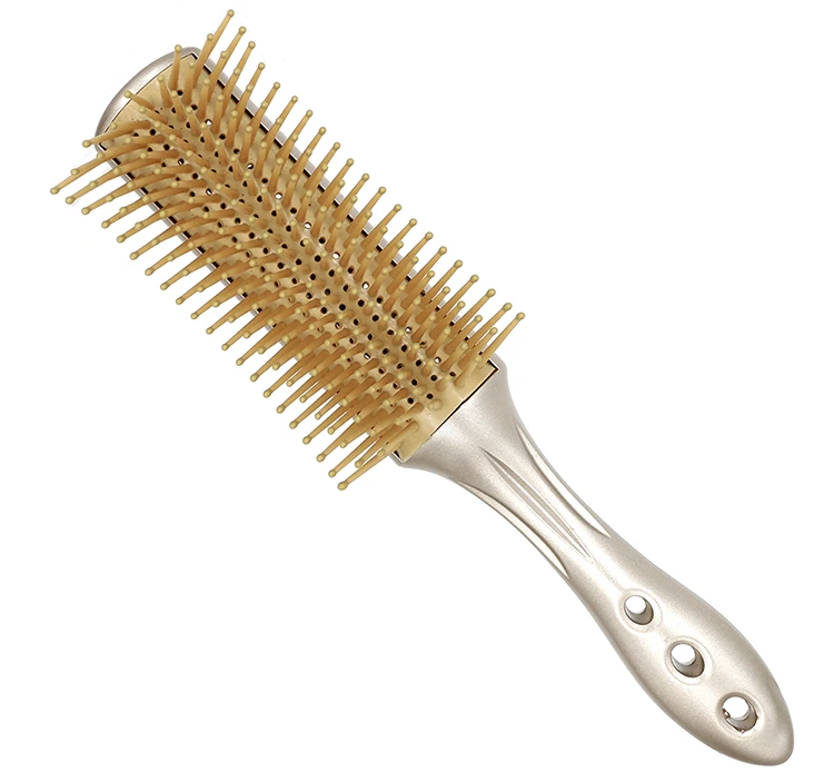 Профессиональные Парикмахерские ножницы золотистого 9-ряд щетка для волос, дует кисть термостойкий Чистящая Щетка для волос щетка для укладки волос
