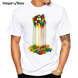 Hipster Топы Теория большого взрыва плавления куб Футболка Радуга абстракция Топленое Cube футболки мужские Magic cube футболка homme