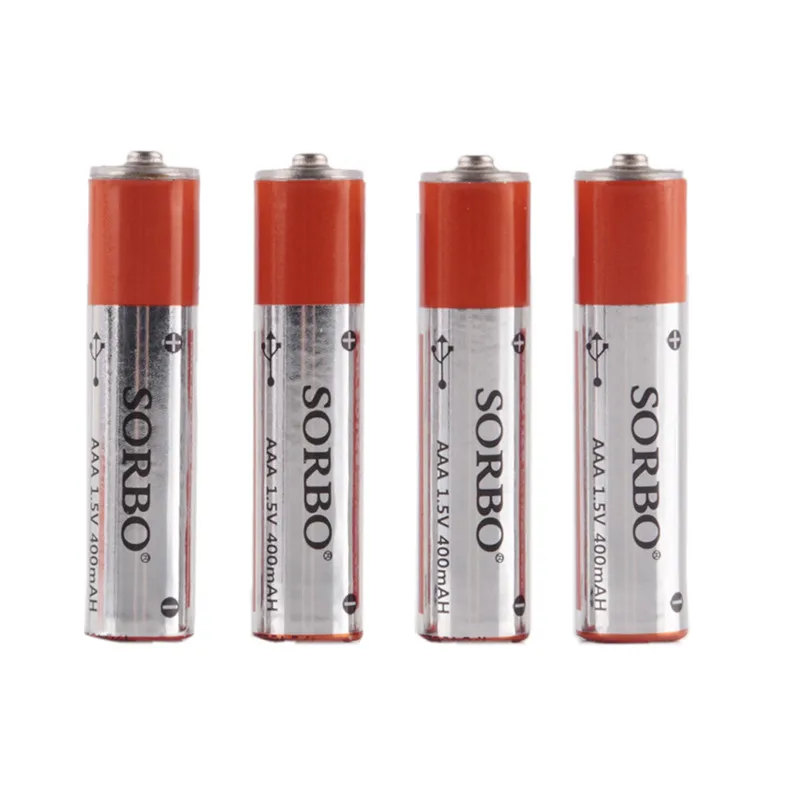 SORBO Портативный 4/8 шт. 1,5 в 400 мАч AAA Li-po батарея быстрой зарядки USB Аккумуляторы для микрофон геймпад Bateria - Цвет: 4 pcs