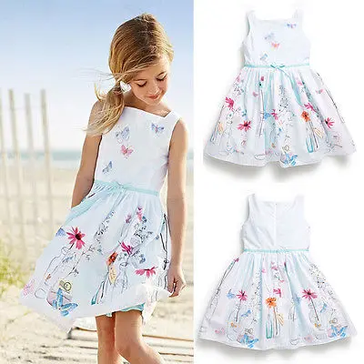 

Hot Sale Casual Baby Kids Girls Lastest Fashion Vest Sleeveless Bow Flower Summer Gown Dresses 1-7Y