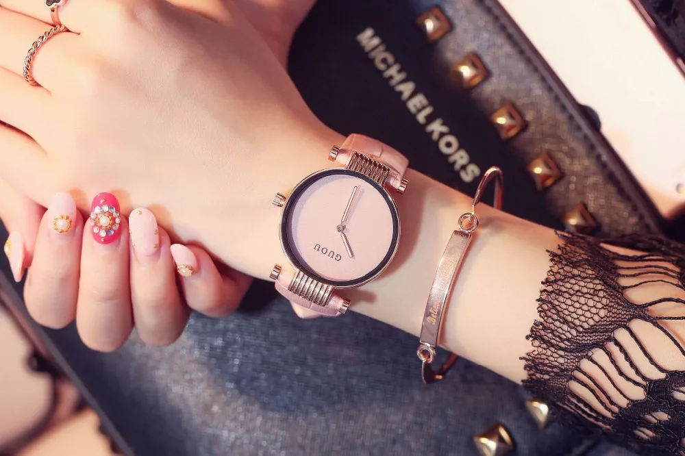 

2016 Luxury Brand Guou Watches Woman Sports Casual Genuine Leather Quartz Watch Business Ladies Simple Wristwatch relogio Clocks