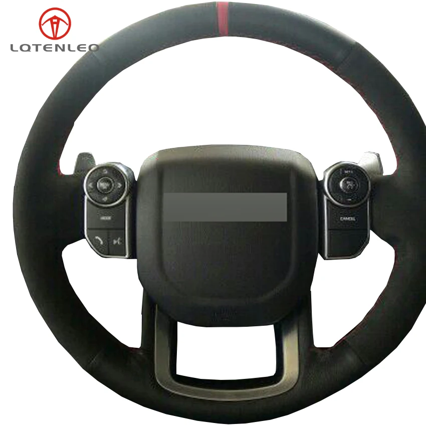 LQTENLEO Black Leather Suede DIY Car Steering Wheel Cover For Land Rover Range Rover velar 2017