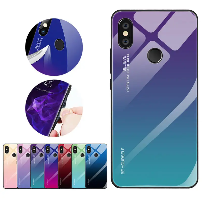 Для Xiaomi Redmi 6 pro Mi A2 Lite роскошный градиентный чехол из закаленного стекла для