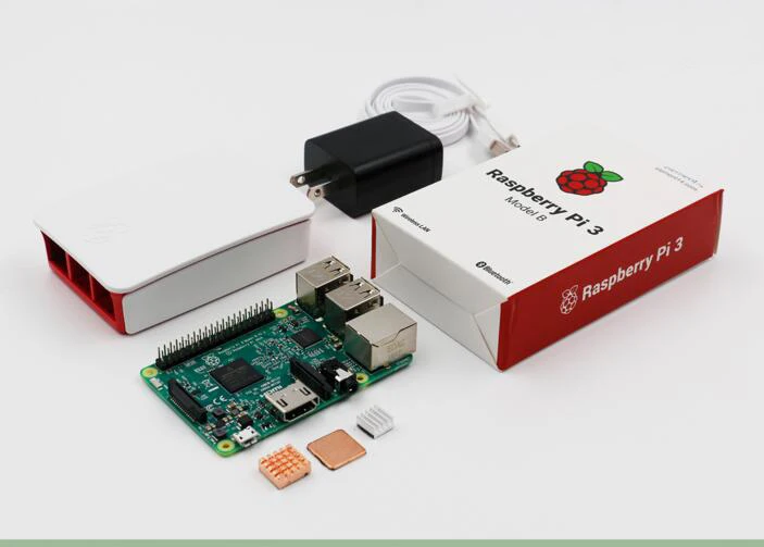 Бесплатная доставка набор raspberry pi оригинальный raspberry pi 3 B модель макетная плата с радиатором + адаптер + чехол + зарядное устройство