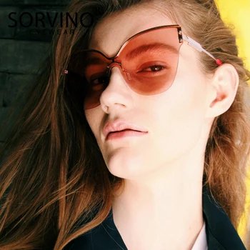 

SORVINO Retro Men Oversized Clear Sunglasses Women Shades 2020 Luxury Brand Designer Trendy Pink 90s Frameless Sun Glasses P406