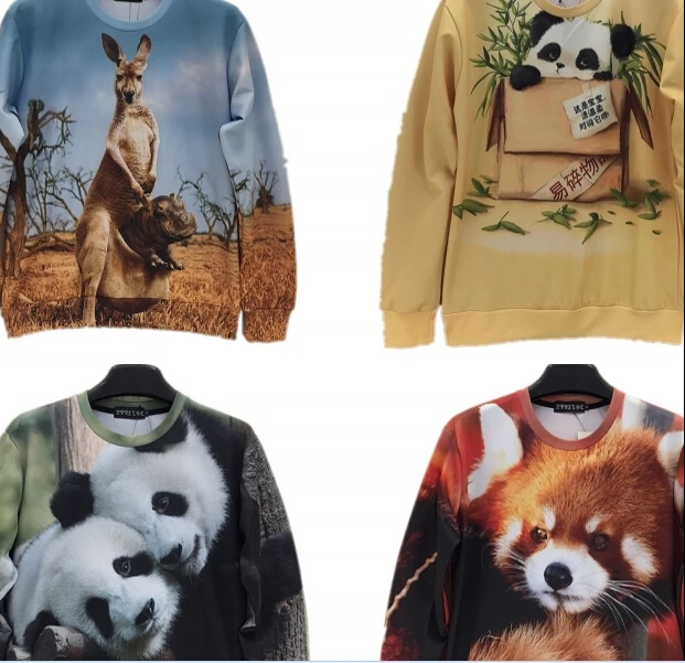 New arrive 2014 fashion 3D animal print panda/kangaroo/CAT active lovely loose casual pullover hoodies | Мужская одежда