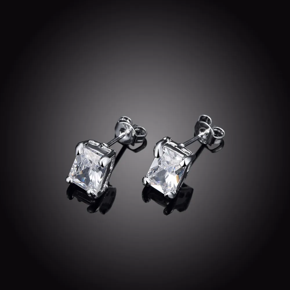 Серьги с серебряным покрытием из чистого серебра 925 пробы серьги кубическим