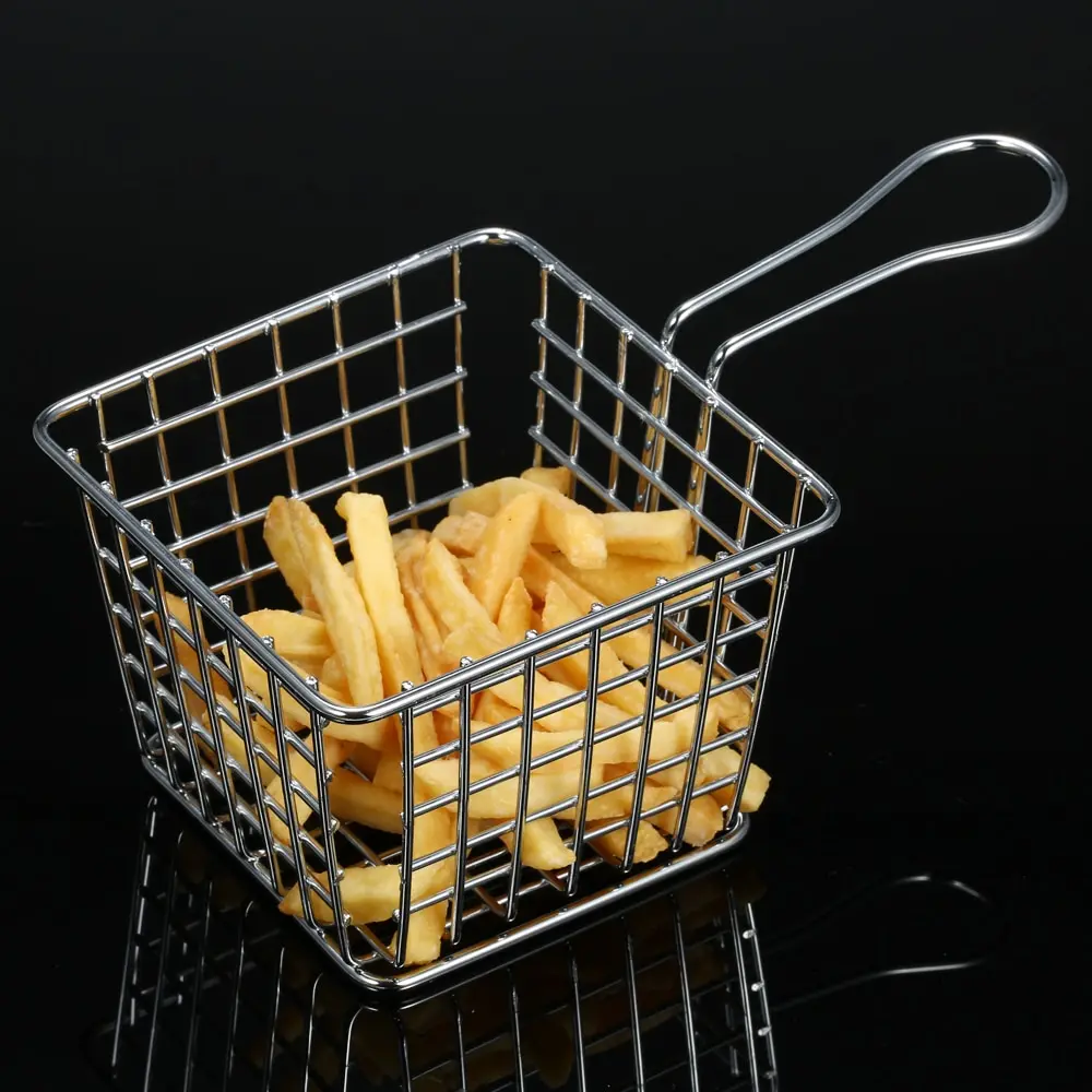

Kitchen French Fry Basket Square Poaching Boiling Deep Mini Frying Snack Food Frying Basket Holder Cook Tool with Handles