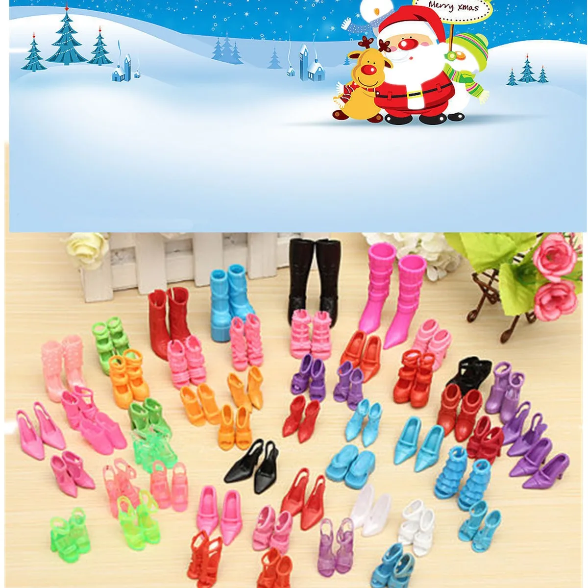 

60 Pairs Trendy Mix Assorted Doll Shoes Multiple Styles Heels Sandals For Dolls