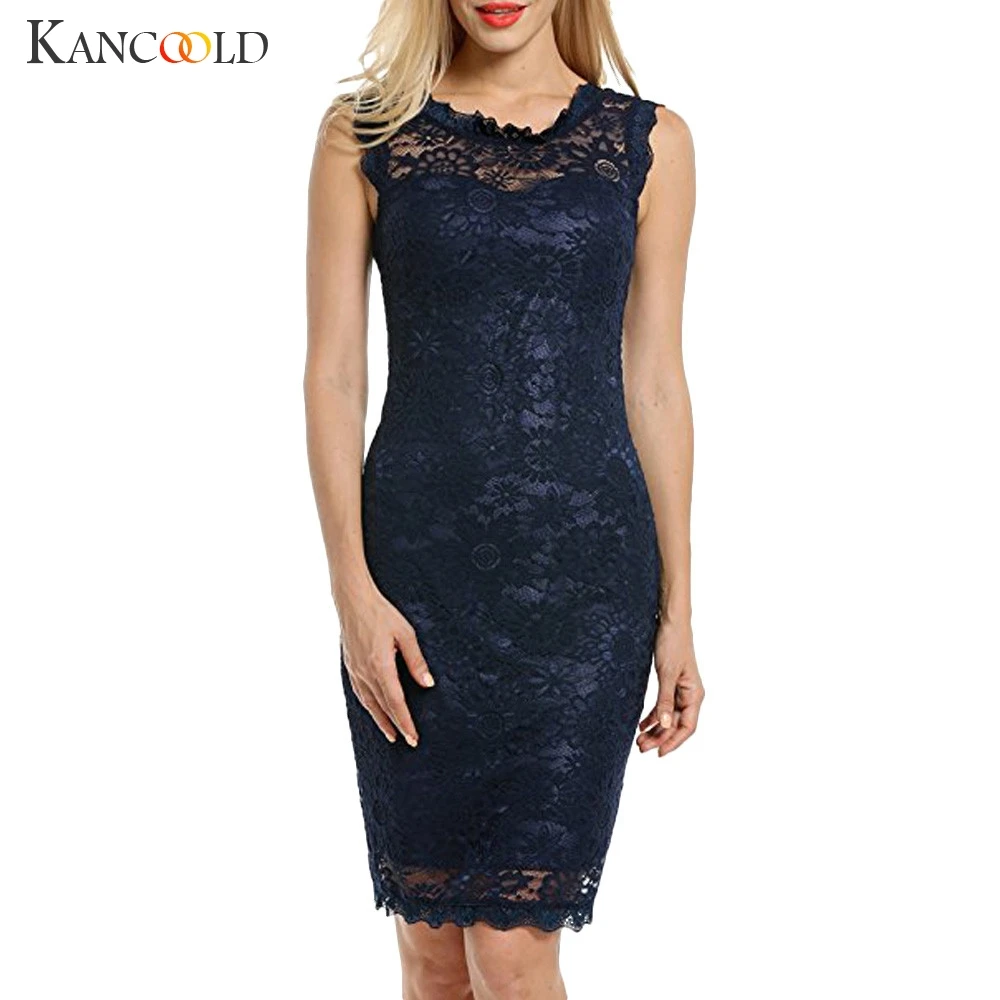 

KANCOOLD 2017 fashion dress Vestito Delle Donne O-Collo Delle Donne Senza Maniche In Pizzo Abiti per Le Occasioni Speciali oct30