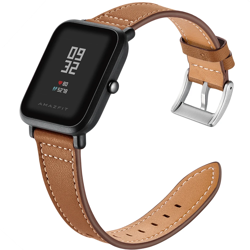 AMAZFEEL 20 мм ремешок из натуральной кожи для Xiaomi Huami Amazfit Bip BIT Смарт-часы браслет для Xiaomi Amazfit ремешок