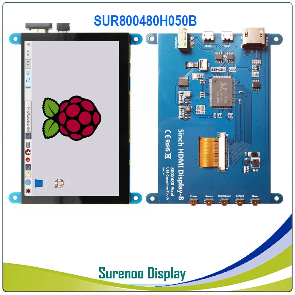 " 5,0 дюймов 800*480 резистивная/емкостная сенсорная панель HDMI TFT ЖК-модуль экран дисплей Minitor для Raspberry Pi - Цвет: SUR800480H050B