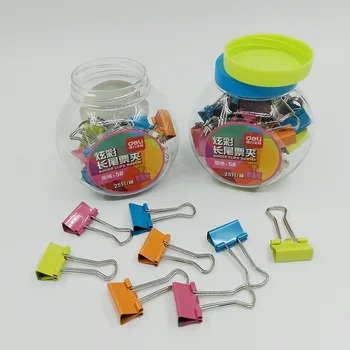 

[Deli] (25 Pieces/Set) Cute School Office Binding Supplies Colorful 20mm Metal Binder Clips Bookmark Paper Clip No.8558