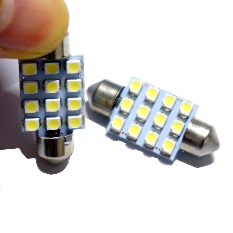 

4pcs Car led lamp C5W Festoon 12SMD 12 SMD LED FESTOON 3528SMD 1210 C5W 31MM 36MM 39MM 41MM Reading Lights