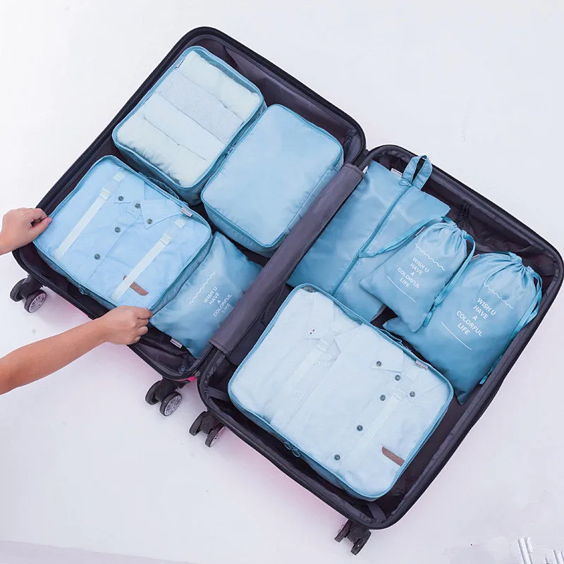 8 шт. дорожная сумка для хранения Набор для одежды багажный куб для упаковки чемодан-Органайзер - Цвет: 2