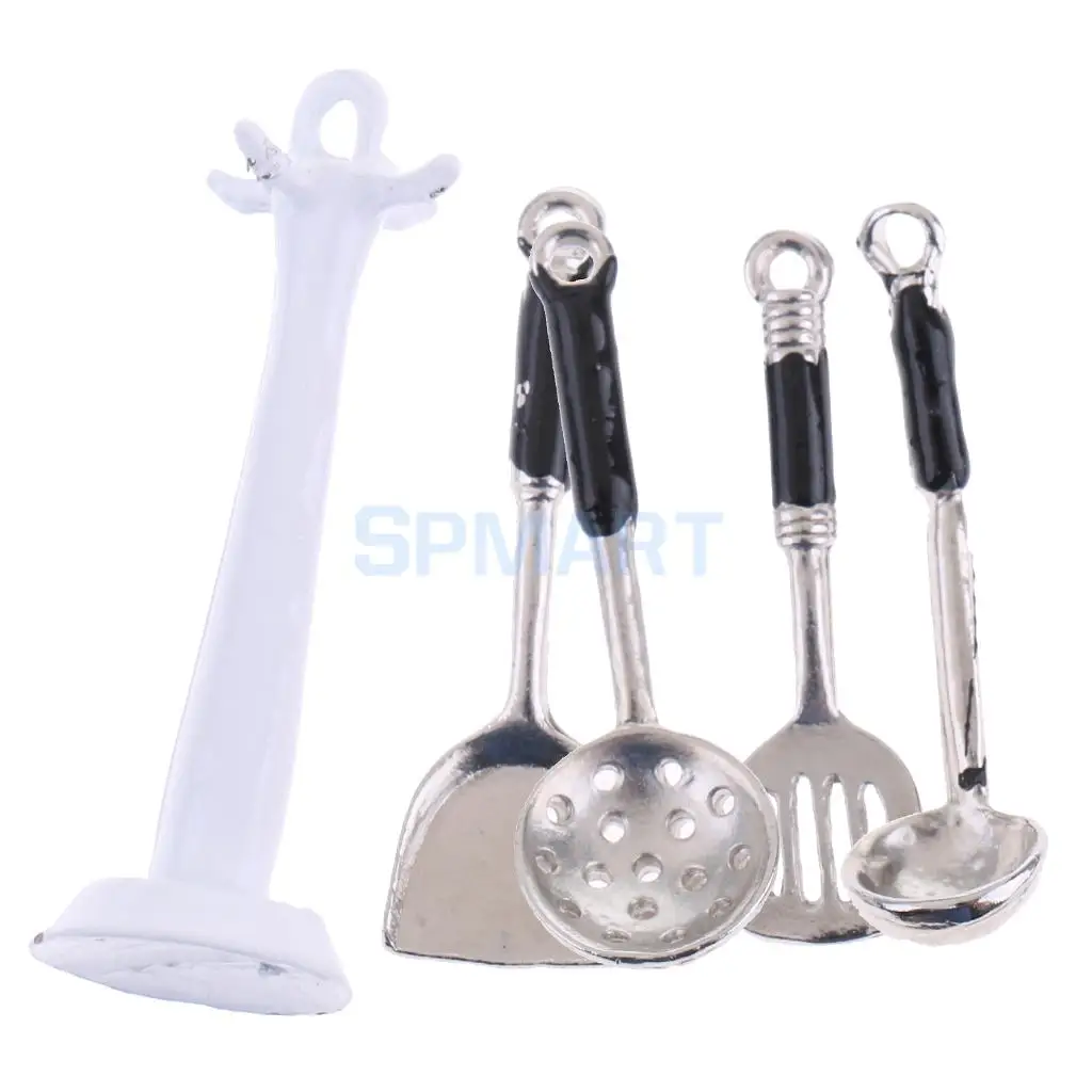 1:12 Scale Dollhouse Miniature Toy Kitchen Metal Cooking Utensils Tools Set for 12th Dolls House Decoration Accessories