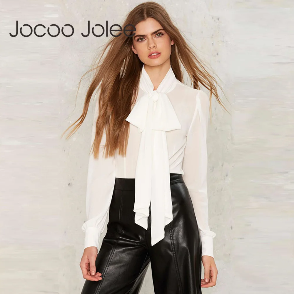 Модная шифоновая женская блузка Jocoo Jolee с длинным рукавом повседневные топы