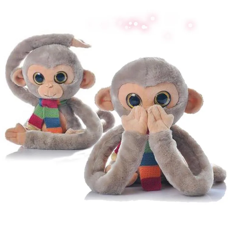 

Candice guo plush toy stuffed doll cartoon animal colorful scarf big eye monkey gibbon gorilla orangutan christmas present gift