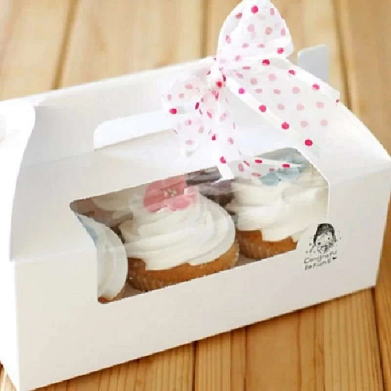 6 Cupcake Boxes with PVC Window and Insert White Paper 6 Cupcake Boxes with PVC Window and Insert White Paper