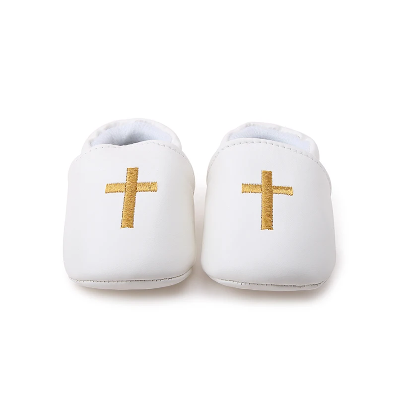 

Delebao Newborn Christening Baby Shoes The Church Cross PU Soft Sole Baby Baptism Shoes Wholesale