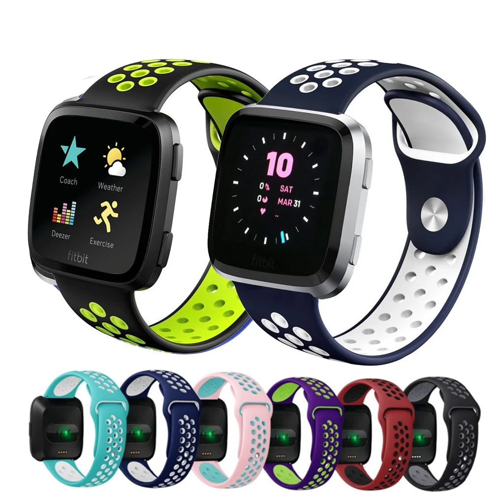 Replacement Ventilation Holes Soft Silicone Sport wrist Strap bands wristband For Fitbit Versa SmartWatch Watchband Accessories |