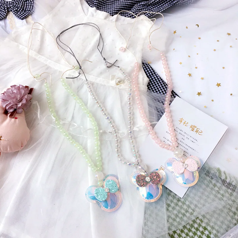 

Korea New Handmade Cute Acrylic Beads Cartoon Heart Mickey Children Kids Girl Necklaces Fashion Jewelry Accessories-SWCGNL077F
