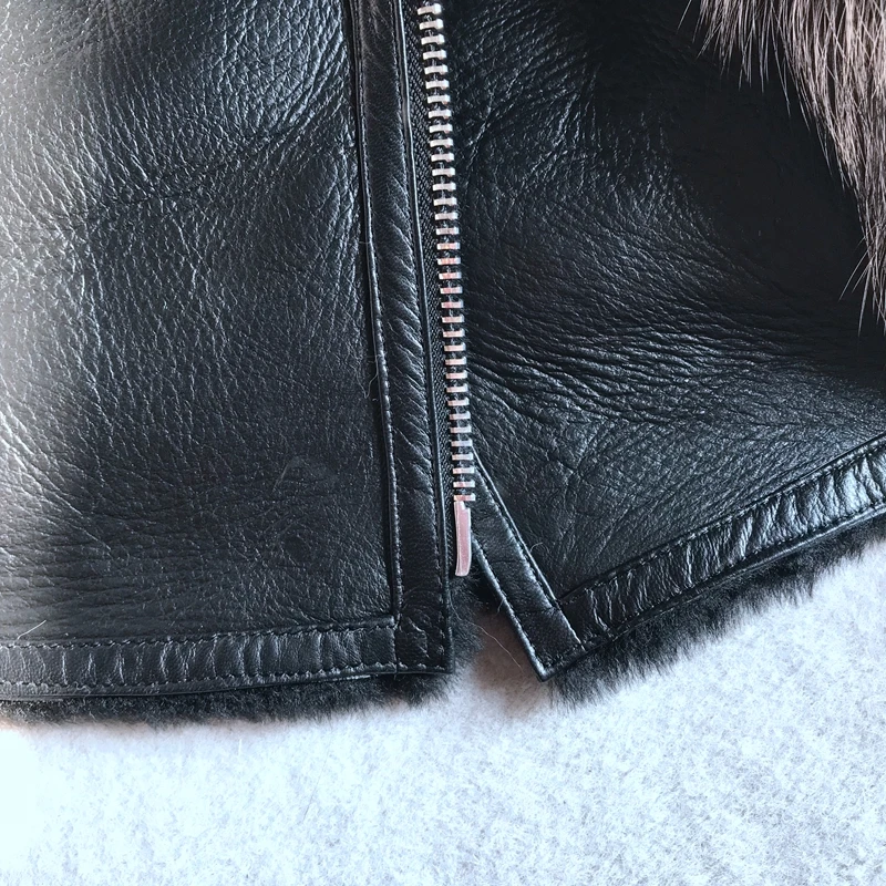 Брендовая Новинка, зимняя куртка, пальто, женское двустороннее меховое пальто, Воротник из серебристого лисьего меха, куртка из натуральной кожи, теплая черная шерстяная подкладка