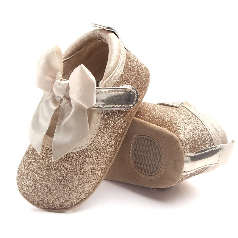 

2018 Kacakid Baby Shoes Toddler Soft Sole Baby Girl Princess First Walkers Prewalkers Casual Shoes Gold/Silver for 9-18M Kids Y6