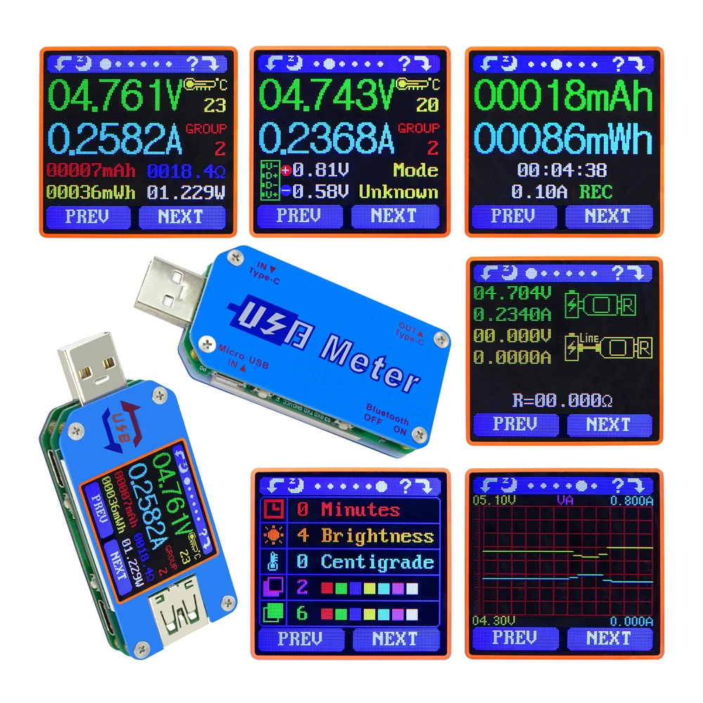 Измеритель Напряжения RD USB UM25C/UM25 с цветным ЖК дисплеем измеритель тока вольтметр