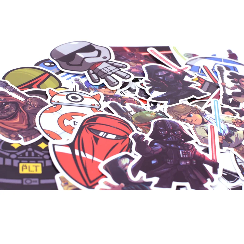 50 قطعة/الحزمة مضحك حرب النجوم ملصقات الاطفال لعبة أنيمي الكتابة على الجدران ملصقا للأمتعة محمول لوح التزلج موتو سيارة للماء ملصقا