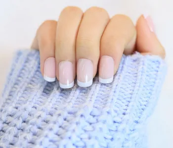 

Full Cover Fake Nails 24pcs/set Smooth Natural Nude Color Acrylic French False Nail Art Tips