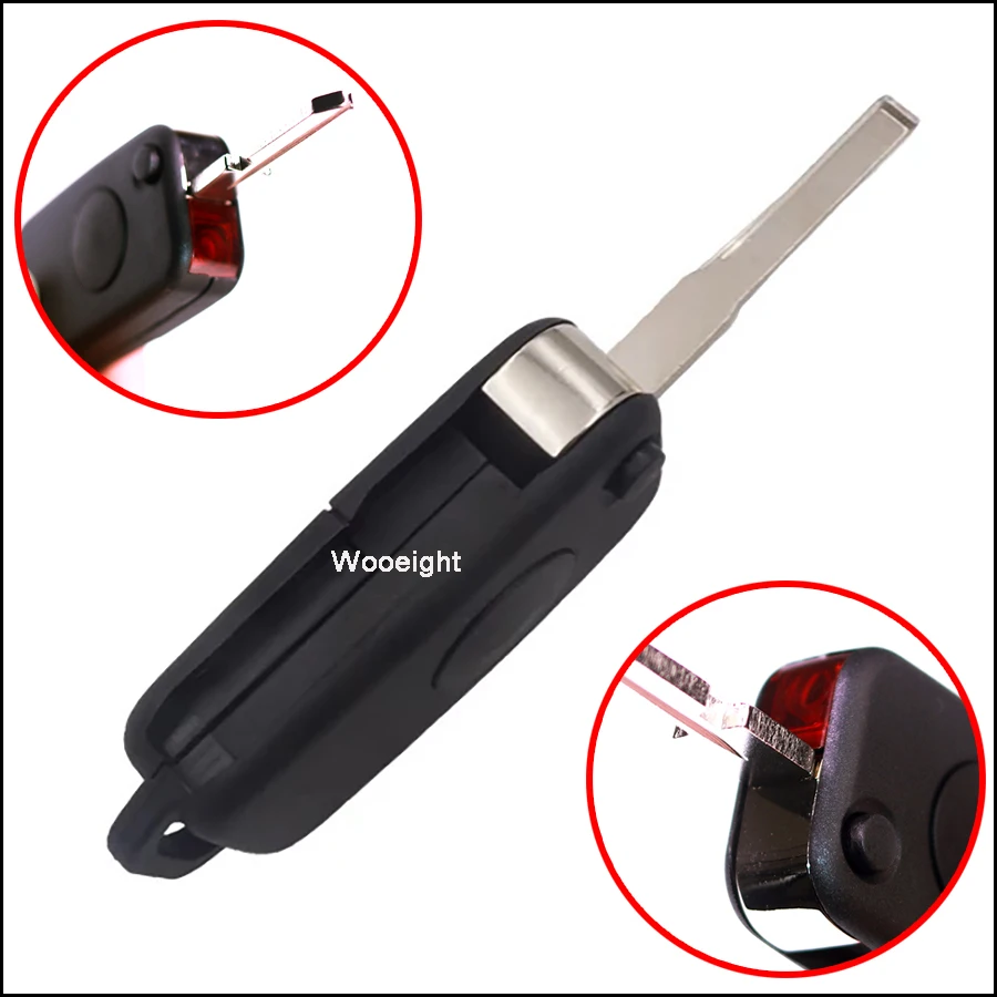 Wooeight New Replacement 1 Button Remote Flip Black Key Shell Case With Blade Fit For Mercedes Benz W168 W124 W202 (4)