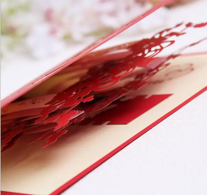  10pcs Hollow Bride and Groom Handmade Kirigami Origami 3D Pop UP Greeting Cards Invitation Postcard - 32818185584