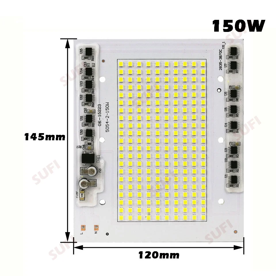 Светодиодный светильник с чипами AC220V Smart IC SMD 2835 Светодиодный светильник 10 Вт 20 Вт 30 Вт 50 Вт 100 Вт 150 Вт 200 Вт чистый белый для DIY наружный прожектор точечный светильник - Испускаемый цвет: 150W 220V