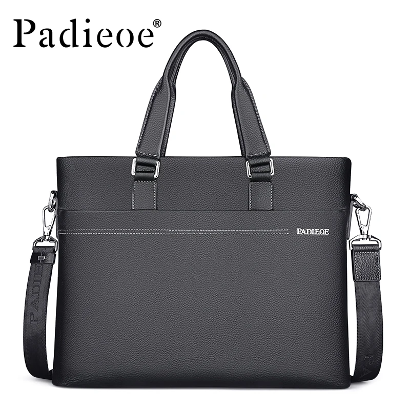 

Padieoe Brand Men Handbag Genuine Leather Shoulder Bags Business Briefcase Tote Laptop Bag Crossbody Bag Men's Messenger Bag
