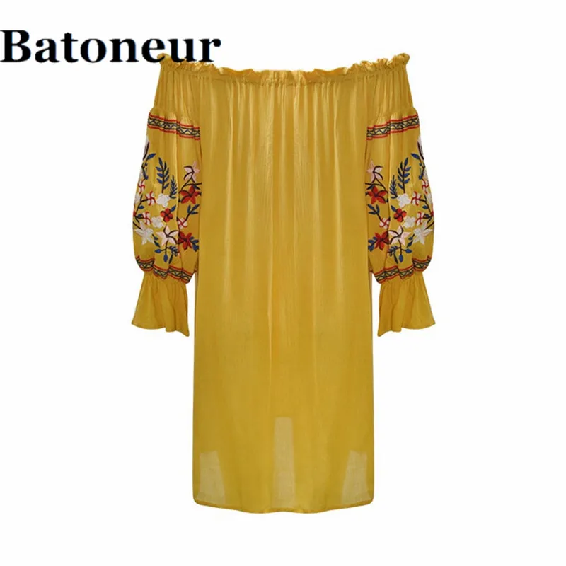 Summer-Boho-Embroidery-Floral-Beach-Dress-Chiffon-Mini-Women-Yellow-Off-Shoulder-Flower-Short-Dress-Lantern (4)
