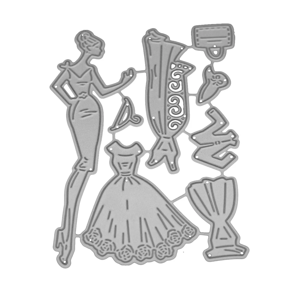  Ufurty 79*112MM Lady Metal Carbon Steel Cutting Dies 3D DIY Scrapbooking Craft Die Photo Invitation - 33012114209