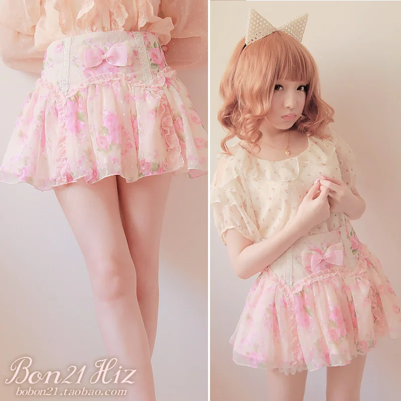 Bobon21 Sweet lolita skirt princess summer cool royal pink lace ...