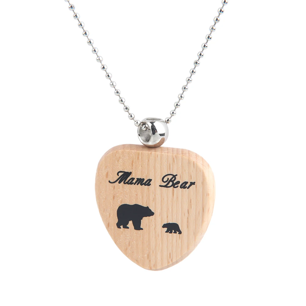Mama Bear ожерелье деревянный в форме сердца резной Подарок Мама и младенцы подвеска, цепочка, ожерелье любовь детей семья ювелирные изделия подарок матери - Окраска металла: 1