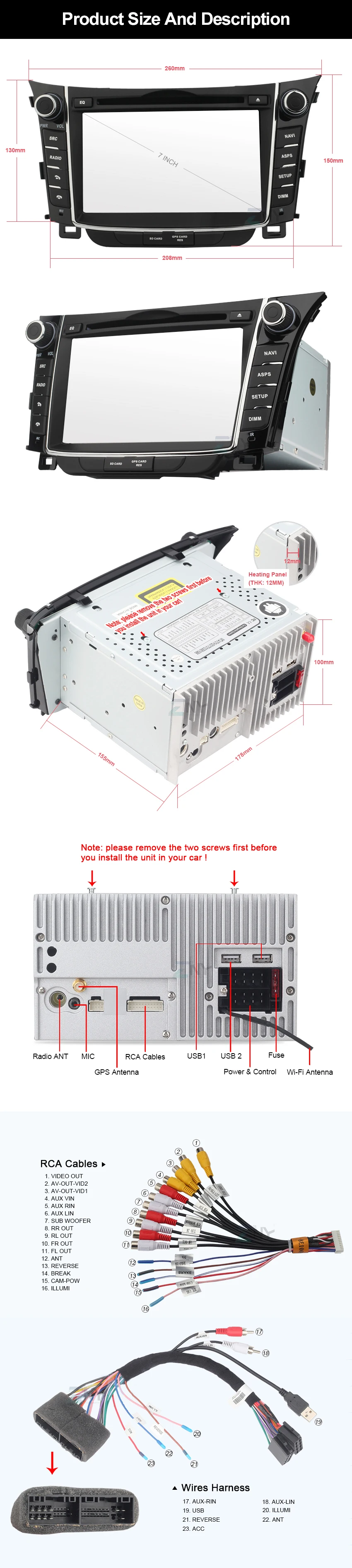 Clearance 7" IPS Android 8 Car DVD Auto Radio For Hyundai I30 Elantra GT 2011-2016 2 Din GPS Navigation Multimedia FM RDS Video Stereo 13