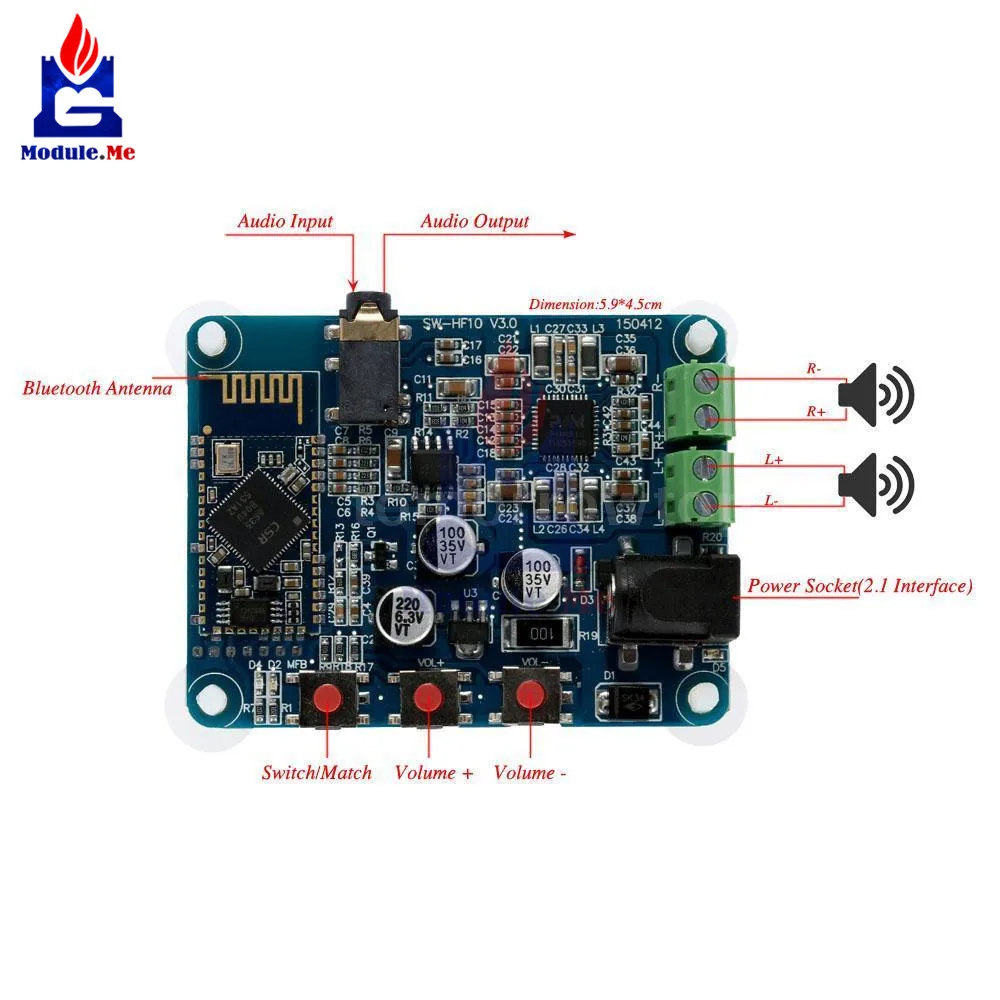 DC 12 В Bluetooth 4,0 PAM8610 Аудио приемник стерео усилитель плата Модуль 10 Вт* 2 усилитель звука Bluetooth модуль