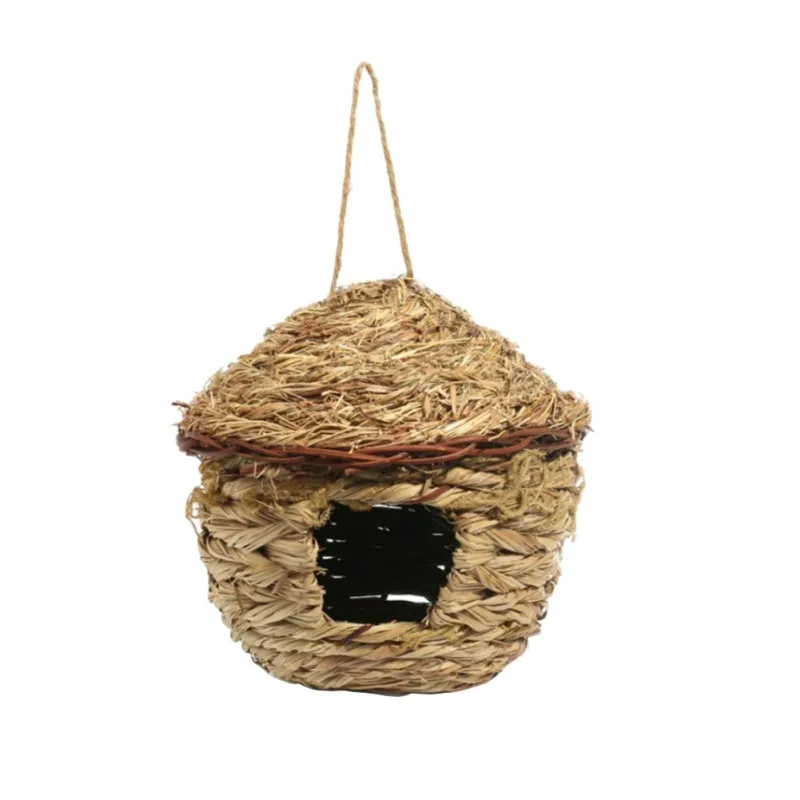 

Hot Straw Bird Cages Nests Birdhouse for Parrot Hamster Small Animal Cage Birds Breeding Nest House Home Hanging Decor Ornaments