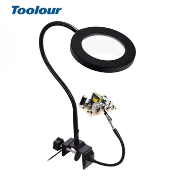 

Toolour Bench Vise Table Clamp Soldering Third Hand Tool Welding Station with USB 3X 42 SMD LED Magnifier Soldering Iron Holder